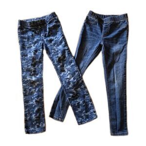 Lot Of 2 Blue Jeans Girls Size 6 Jordache & Cherokee Elastic Waist Jeggings Camo